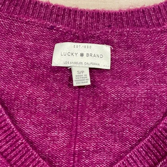 Lucky Brand Fuchsia V-neck Sweater Small Petite - Picture 5 of 14